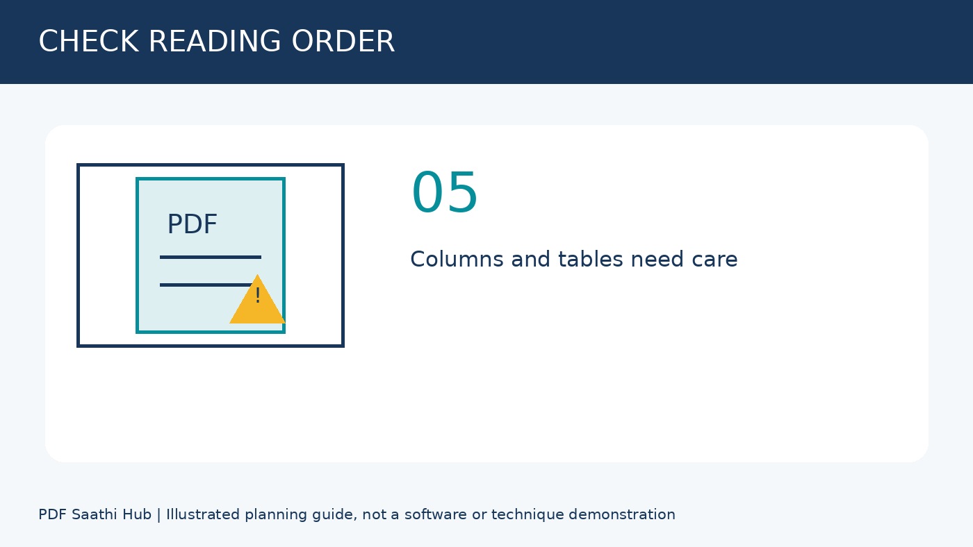 Reading order और columns देखें explanatory diagram