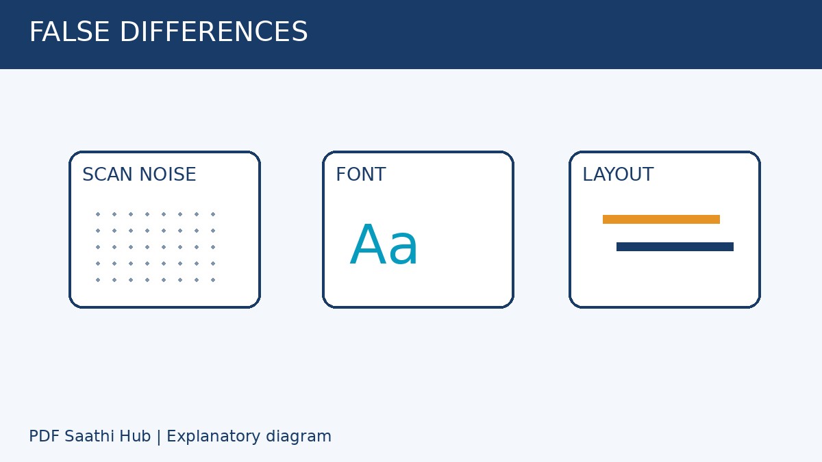 Scan noise, font और layout से भी visual अंतर आ सकता है।