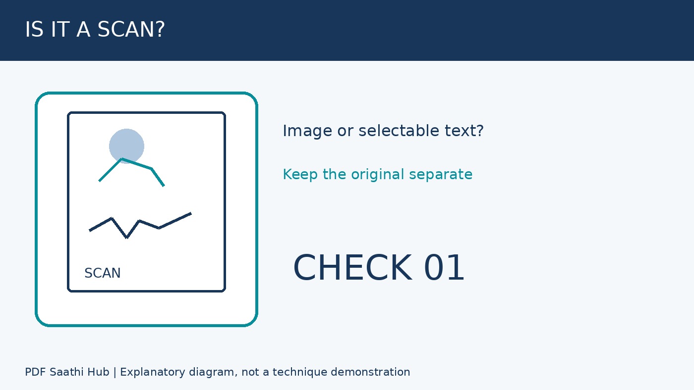 पहले पहचानें कि scan है या selectable text explanatory diagram