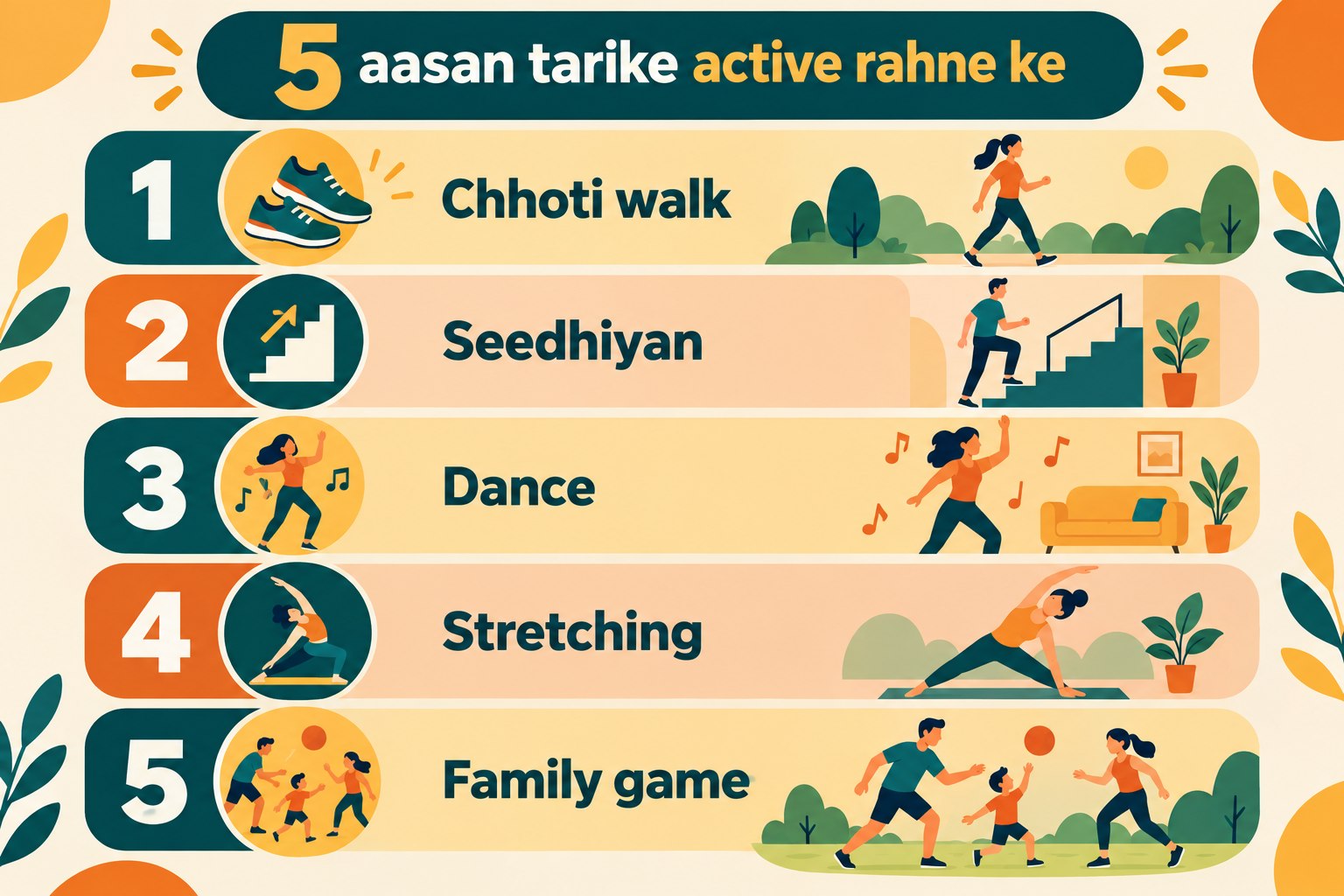 Tyohaar season me active rahne ke 5 aasan tarike infographic