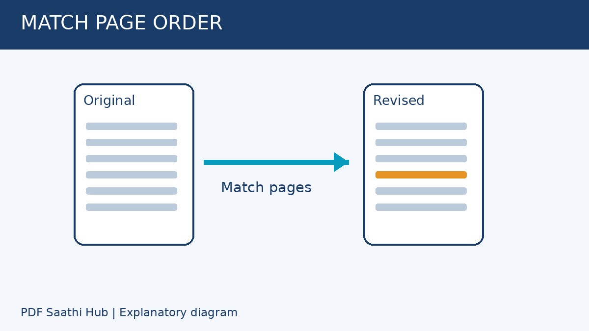 सही comparison के लिए corresponding pages का क्रम मिलाएं।