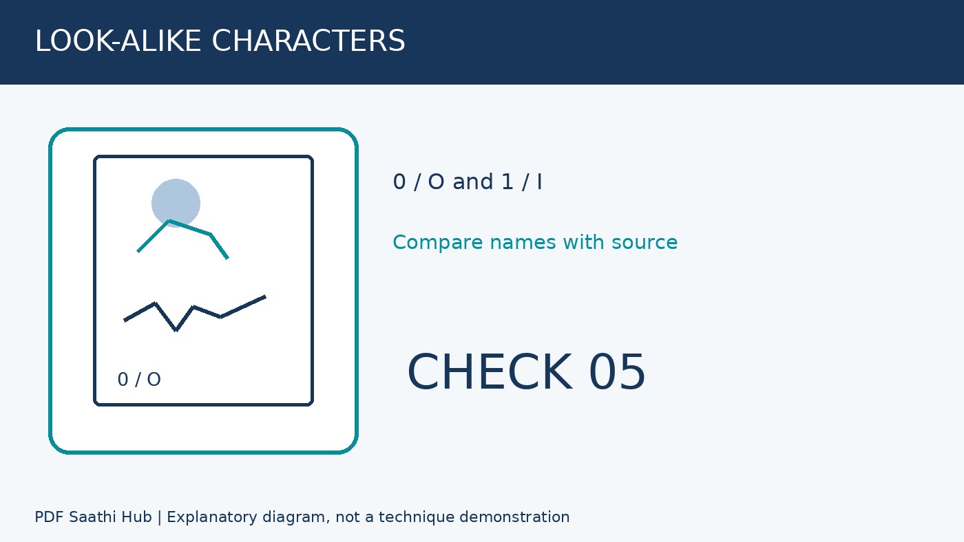 नाम और मिलते-जुलते characters देखें explanatory diagram
