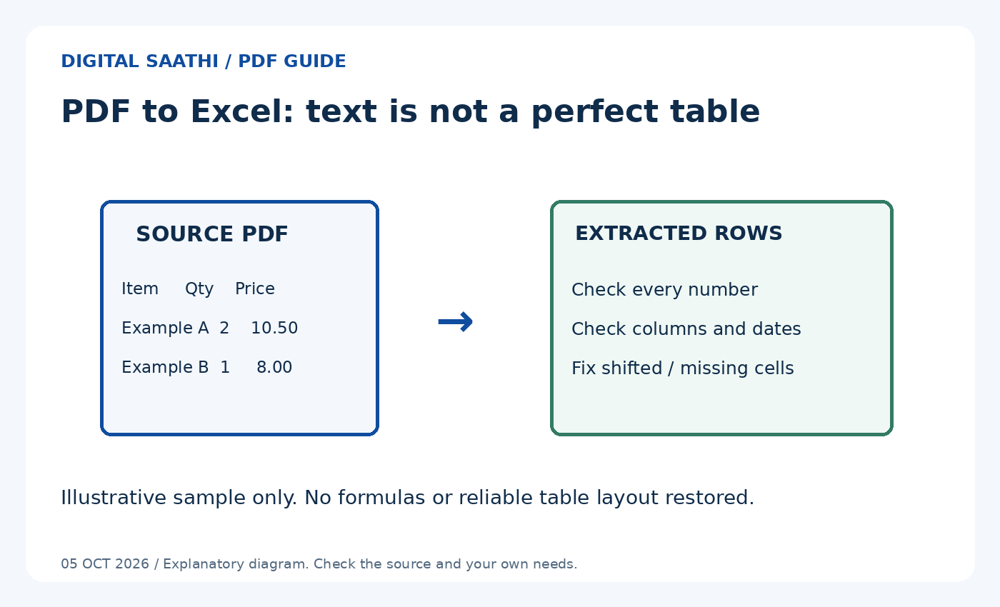 PDF text extraction: check numbers and rows