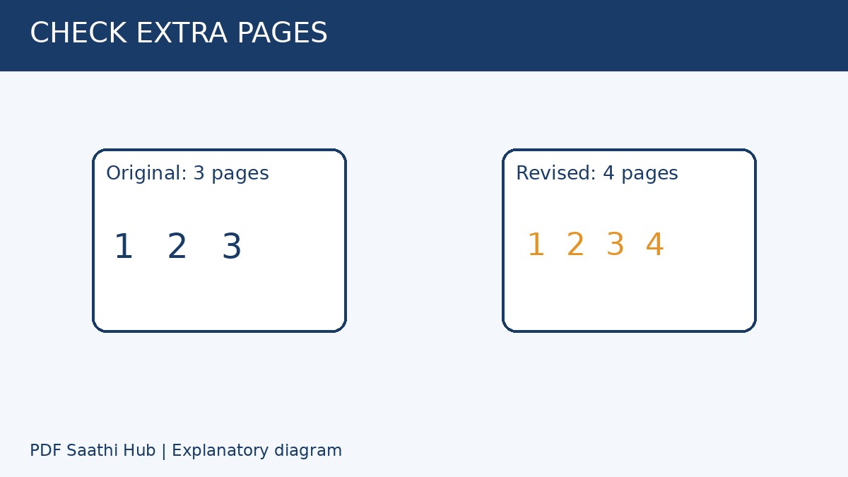 Original और revised copy के कुल pages तथा extra pages जांचें।