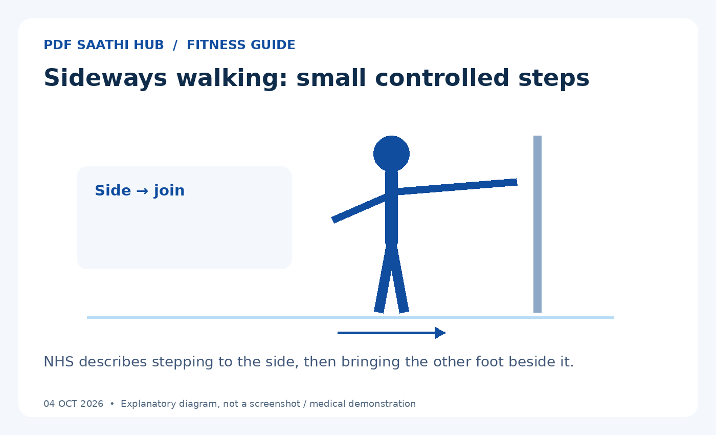 Sideways walking: small controlled steps